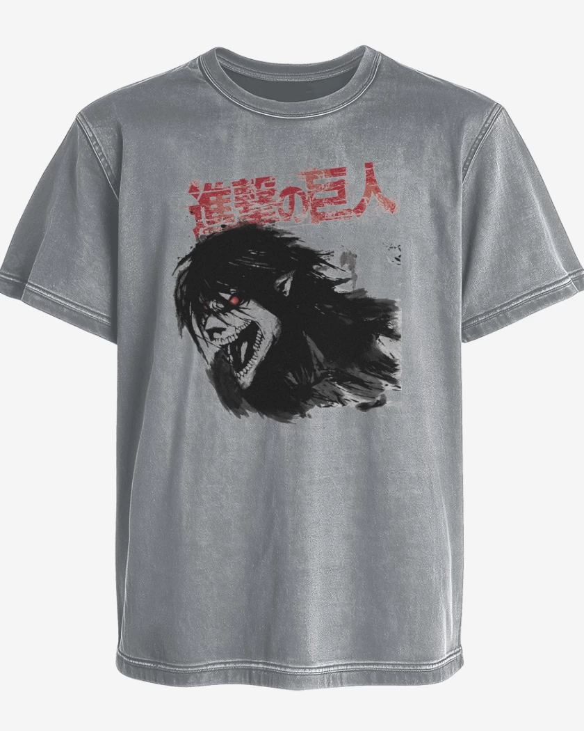 Polera desgastada Gris Melange de Titan eren 2