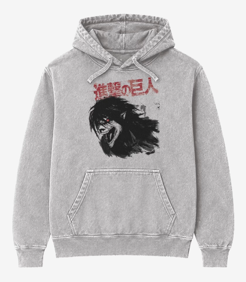 Poleron Canguro Acid Wash Gris Melange de Titan eren 2