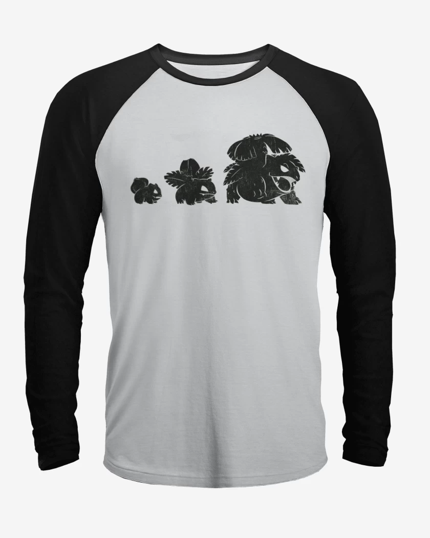 Polera Raglan Blanco / Negro de bulbasaur evo