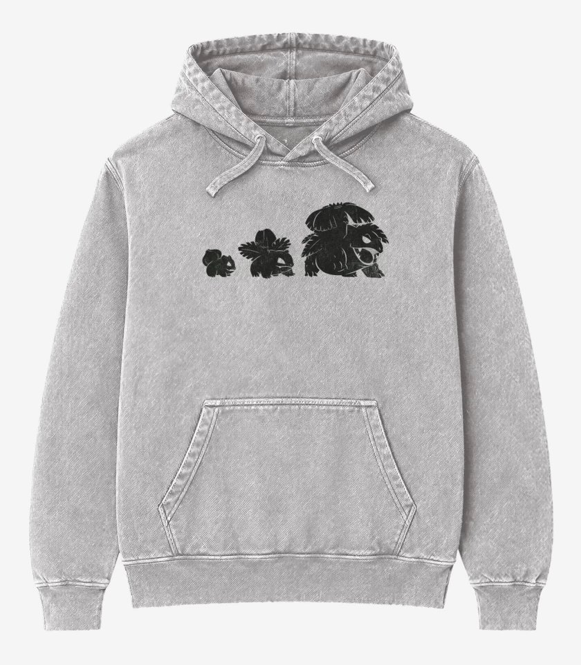 Poleron Canguro Acid Wash Gris Melange de bulbasaur evo