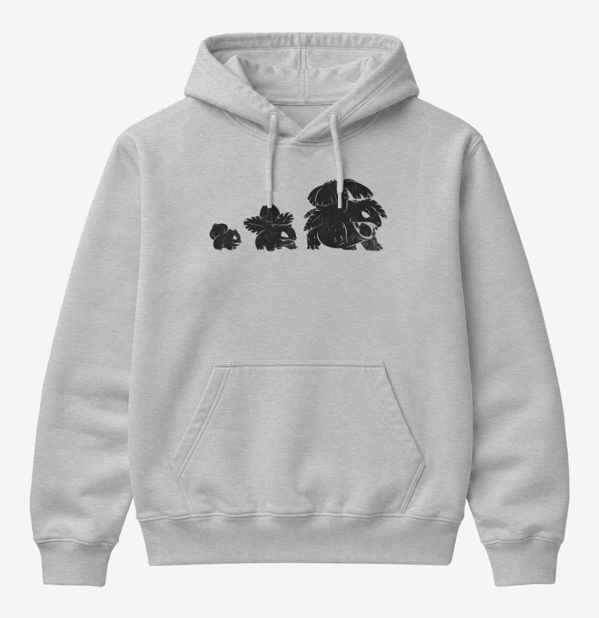 Poleron Canguro básico Gris Melange de bulbasaur evo