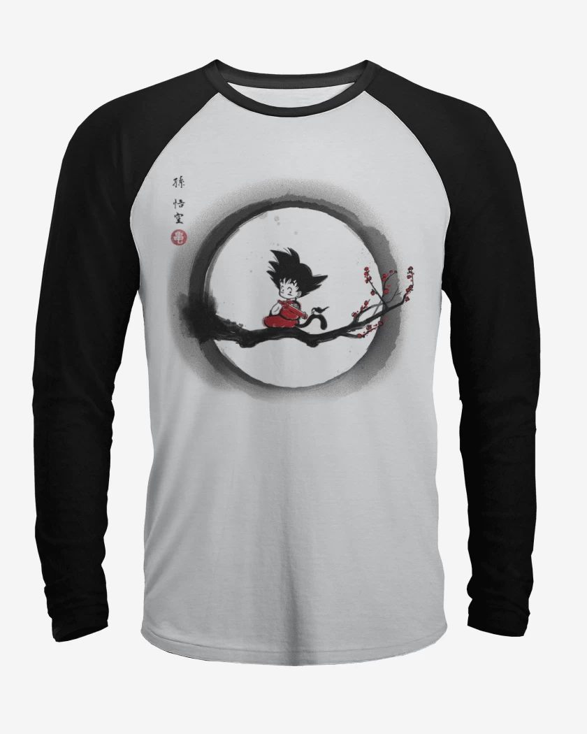 Polera Raglan Blanco / Negro de Pequeño goku 2