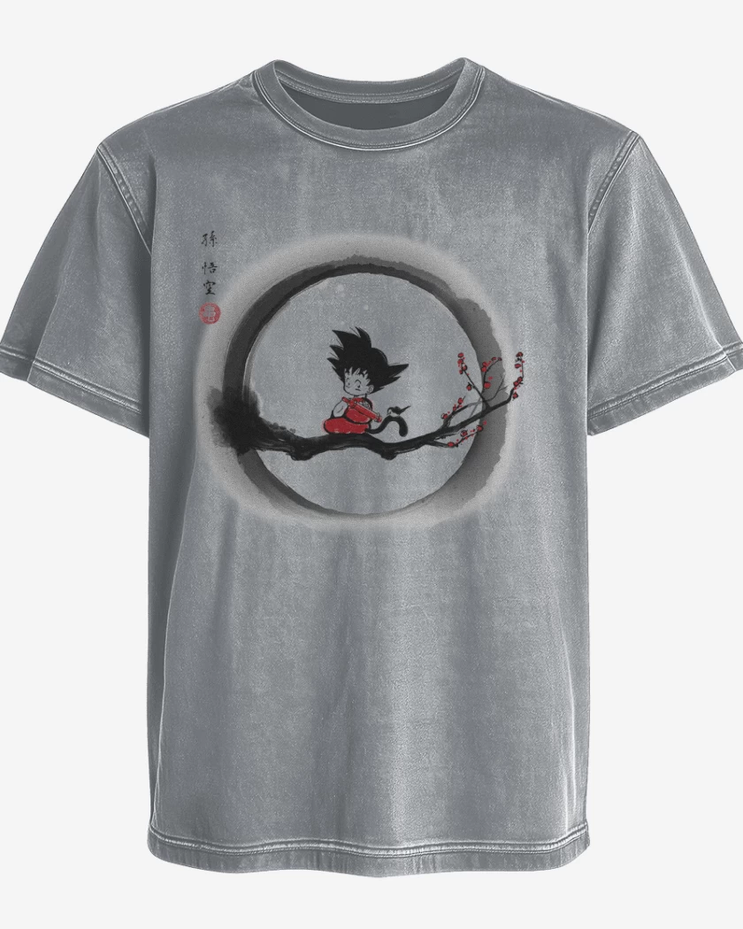 Polera desgastada Gris Melange de Pequeño goku 2