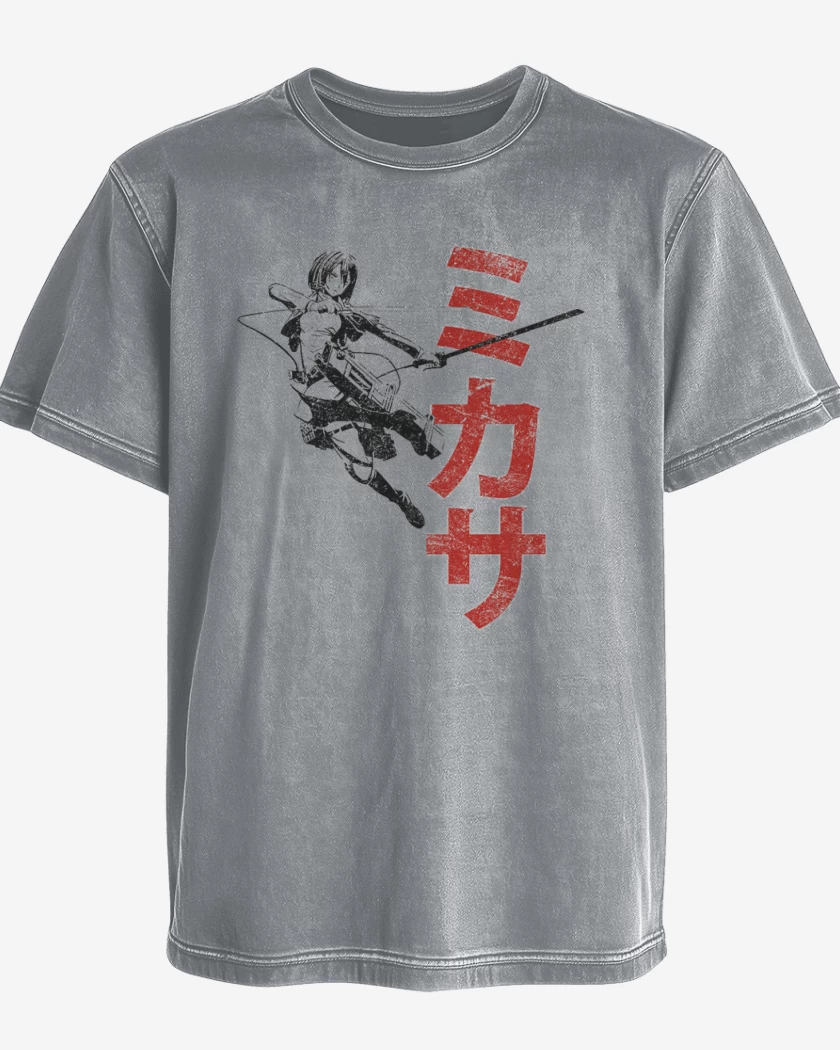 Polera desgastada Gris Melange de mikasa 2
