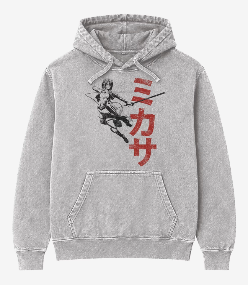 Poleron Canguro Acid Wash Gris Melange de mikasa 2