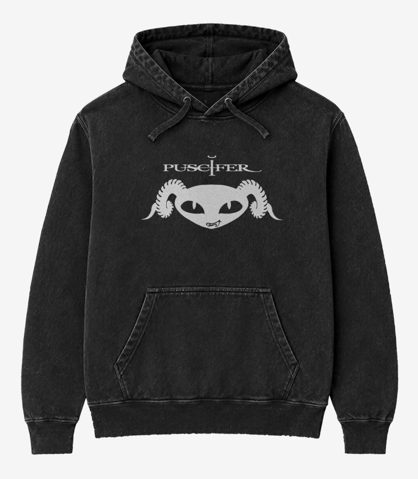 Poleron Canguro Acid Wash Negro de Puscifer - Logo