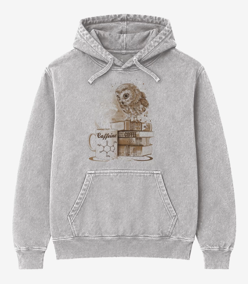 Poleron Canguro Acid Wash Gris Melange de Cafecito
