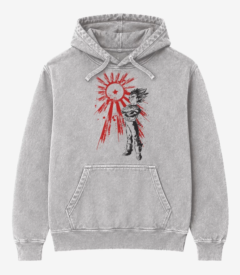 Poleron Canguro Acid Wash Gris Melange de Prince of Saiyans