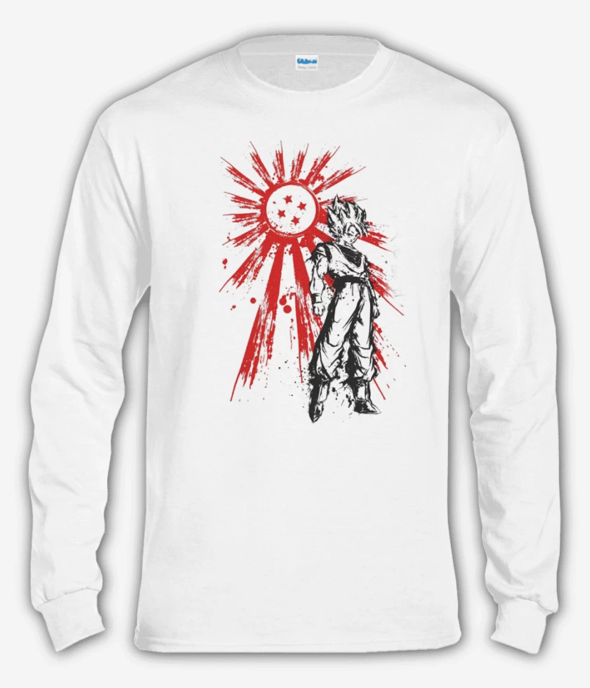 Polera manga larga Blanco de Saiyan Warrior