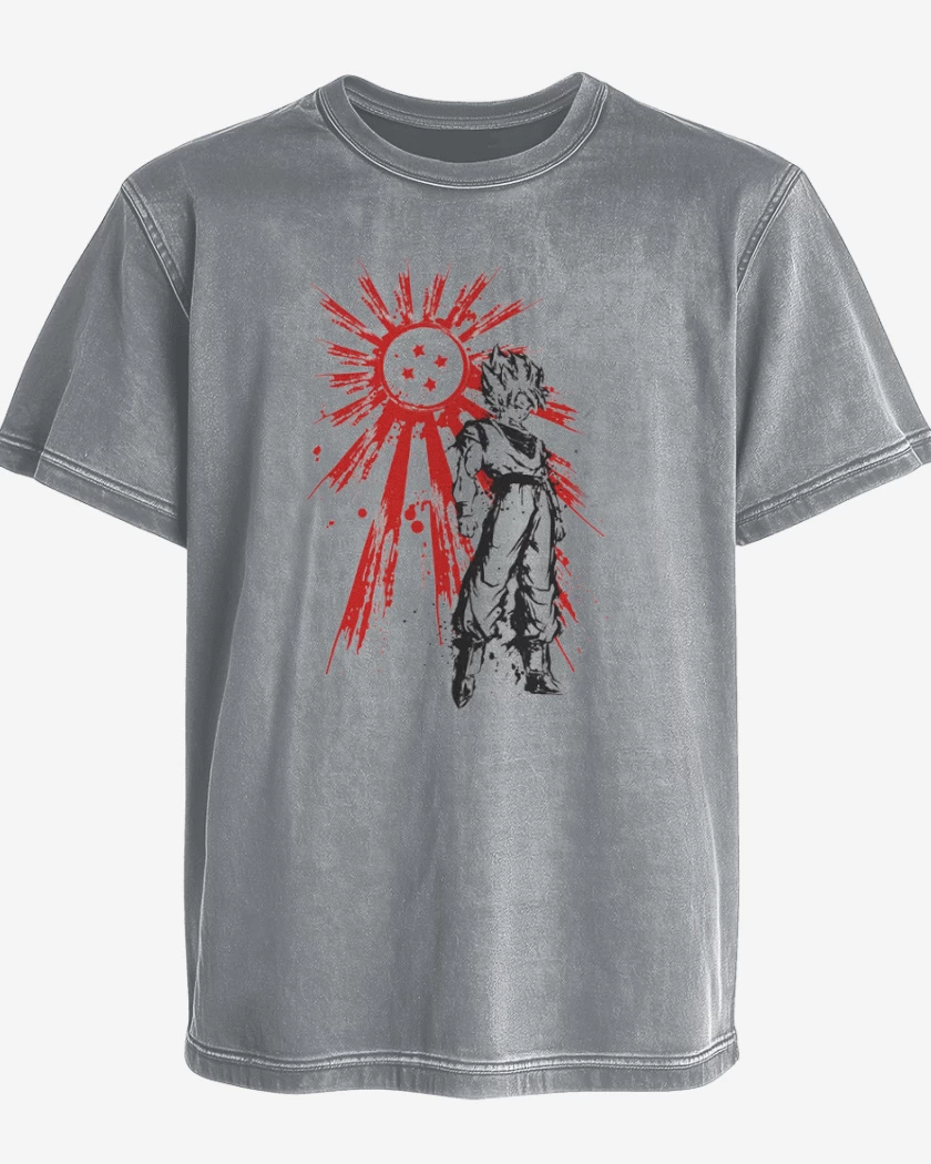 Polera desgastada Gris Melange de Saiyan Warrior