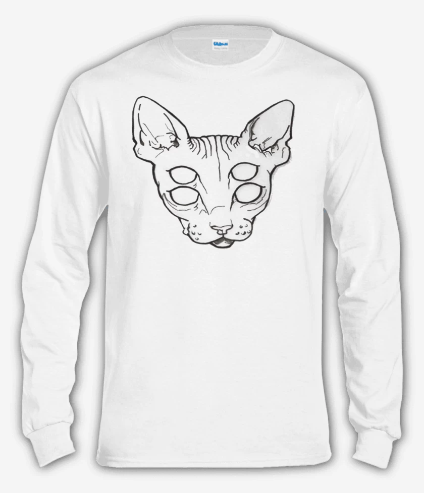 Polera manga larga Blanco de Gato Ojos Efect