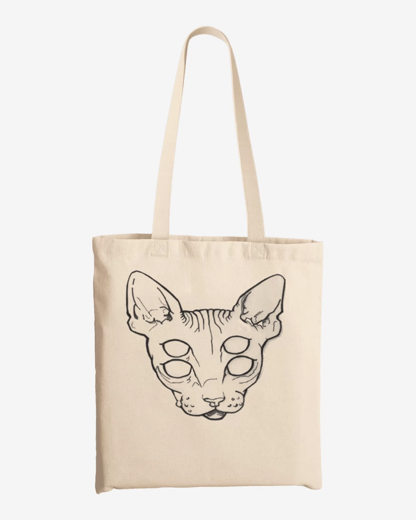 Totebag Blanco de Gato Ojos Efect