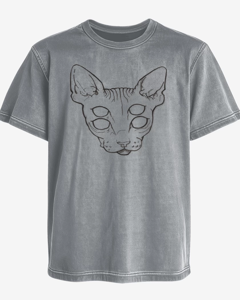 Polera desgastada Gris Melange de Gato Ojos Efect