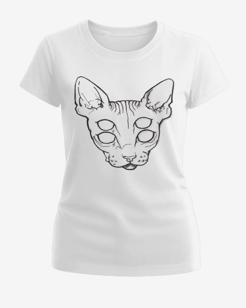 Polera de Mujer Blanco de Gato Ojos Efect