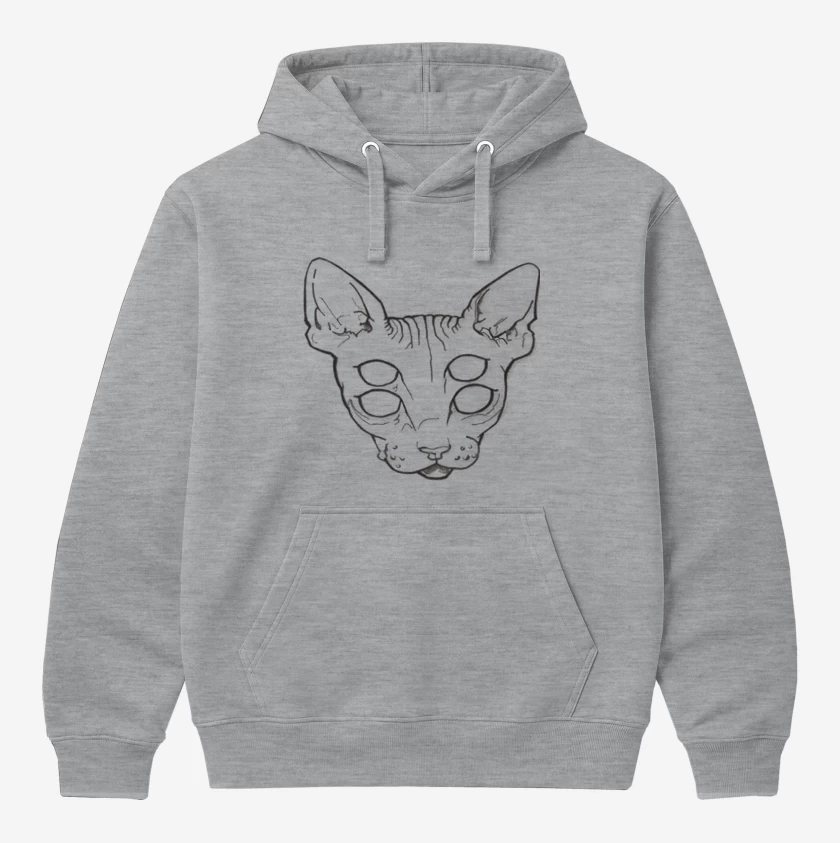 Polerón Canguro Gris Melange de Gato Ojos Efect