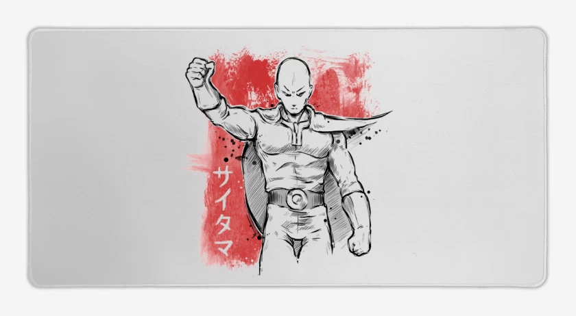 Mouse pad Gamer Blanco de Saitama 1