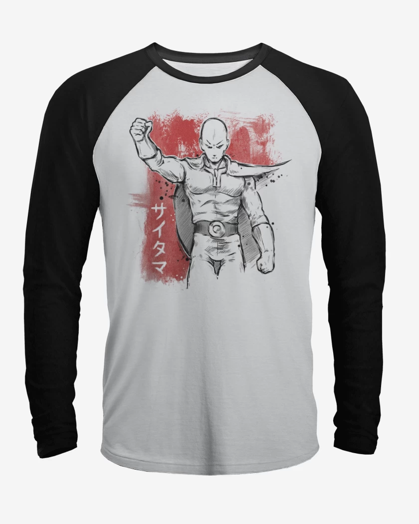 Polera Raglan Blanco / Negro de Saitama 1
