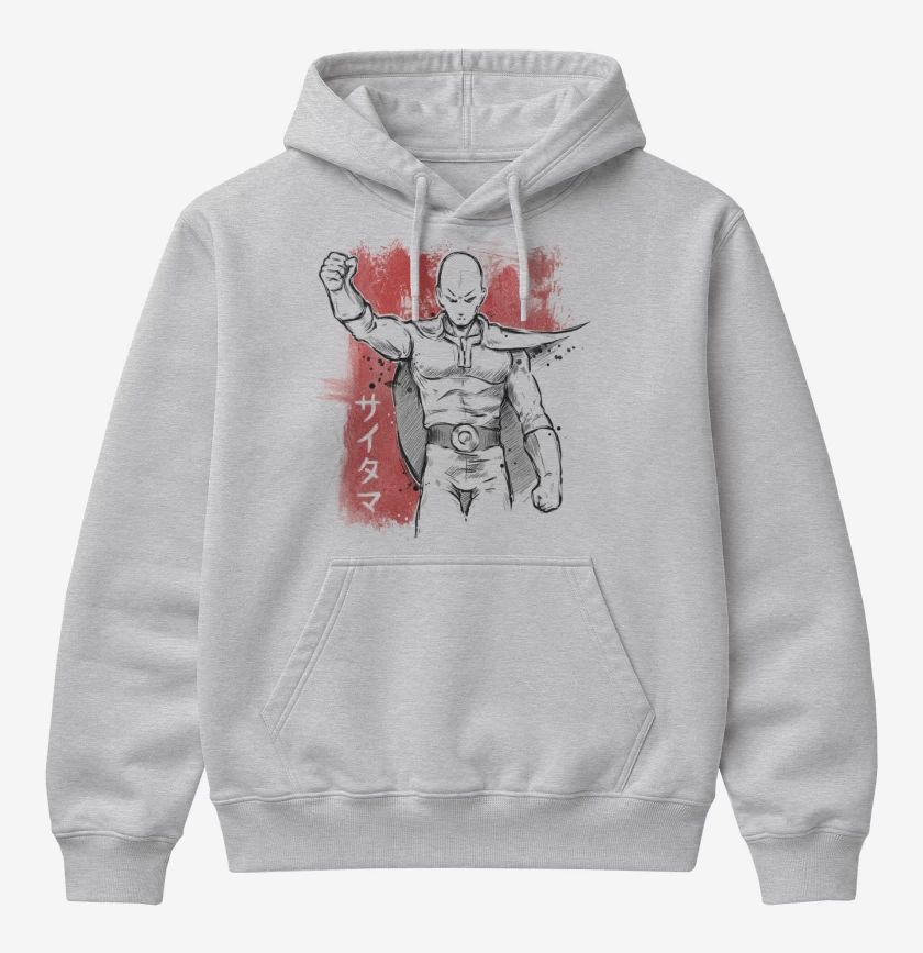 Poleron Canguro básico Gris Melange de Saitama 1