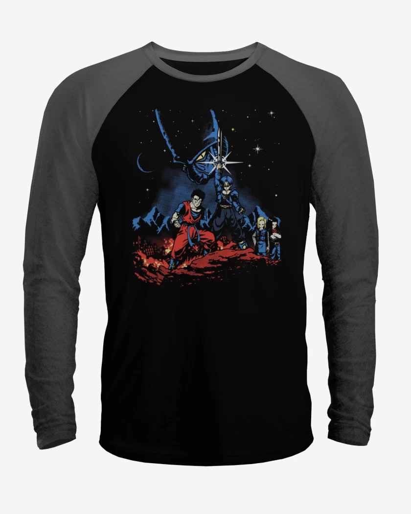 Polera Raglan Negro / Negro Heather de dbz saga androides
