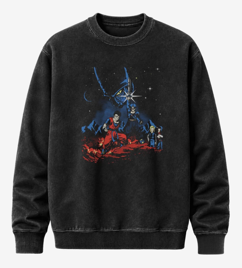 Poleron Polo Acid Wash Negro de dbz saga androides