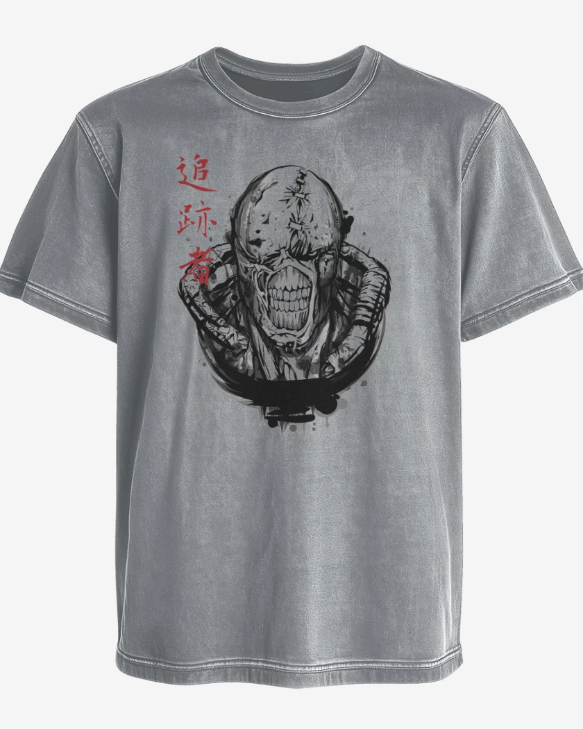 Polera desgastada Gris Melange de Nemesis