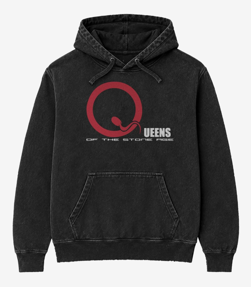 Poleron Canguro Acid Wash Negro de Queens of the Stone Age - Logo 1