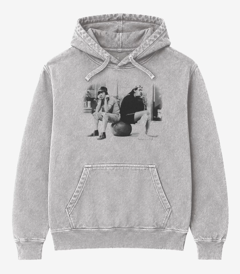 Poleron Canguro Acid Wash Gris Melange de Chavo y Quico