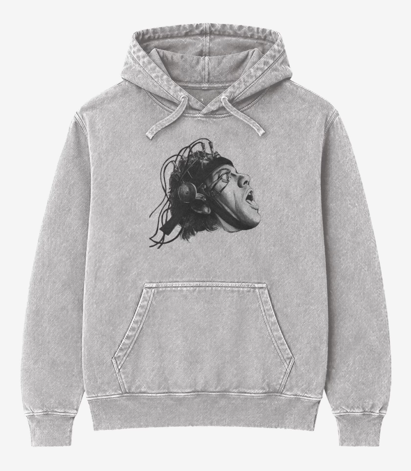 Poleron Canguro Acid Wash Gris Melange de Orange 2 