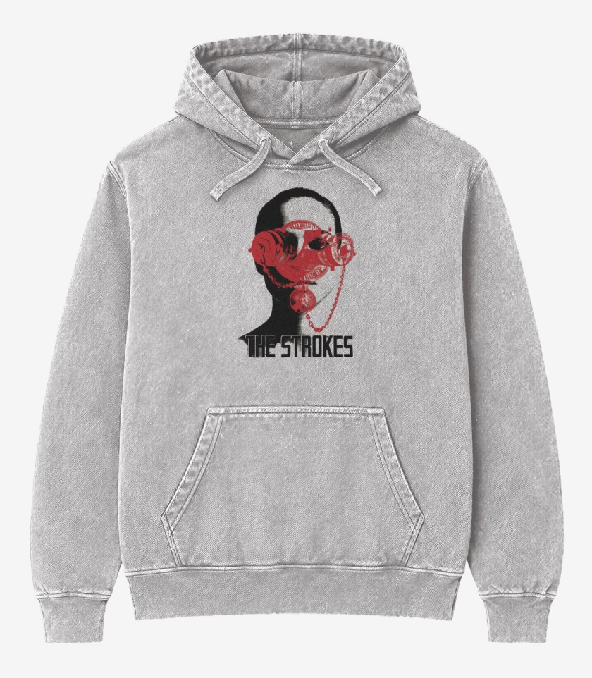 Poleron Canguro Acid Wash Gris Melange de Strokes 2