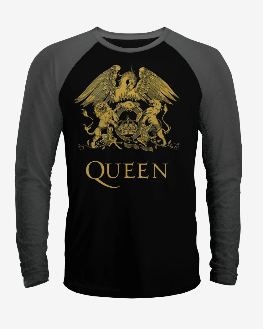 Polera Raglan Negro / Negro Heather de Queen Escudo