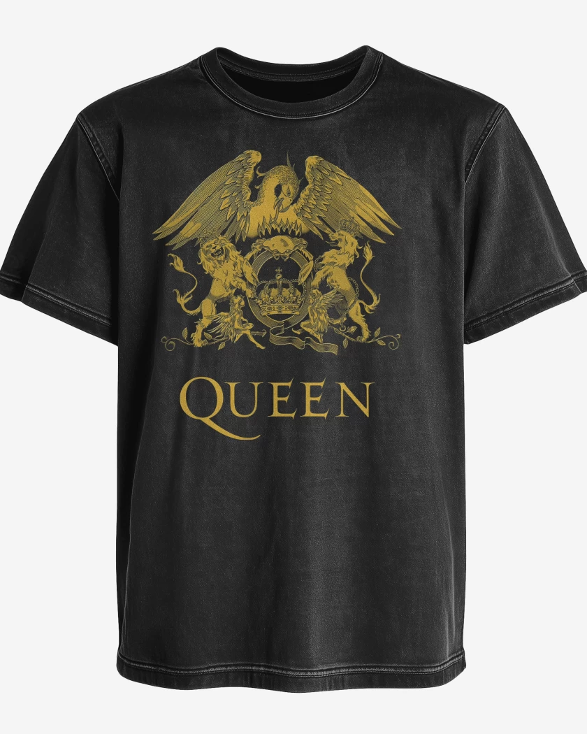 Polera desgastada Negro de Queen Escudo