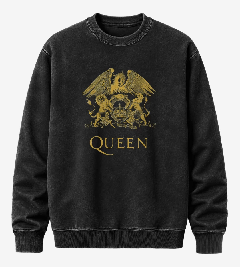 Poleron Polo Acid Wash Negro de Queen Escudo