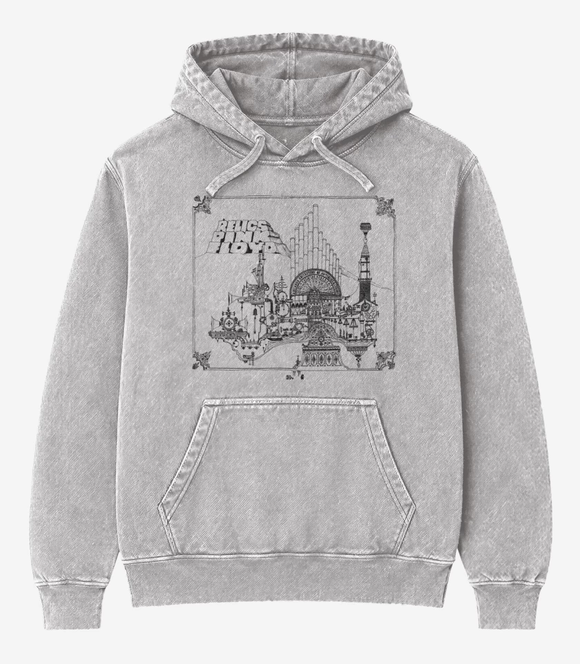 Poleron Canguro Acid Wash Gris Melange de Relics