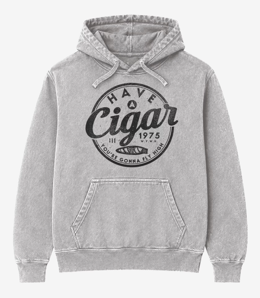 Poleron Canguro Acid Wash Gris Melange de Have a cigar