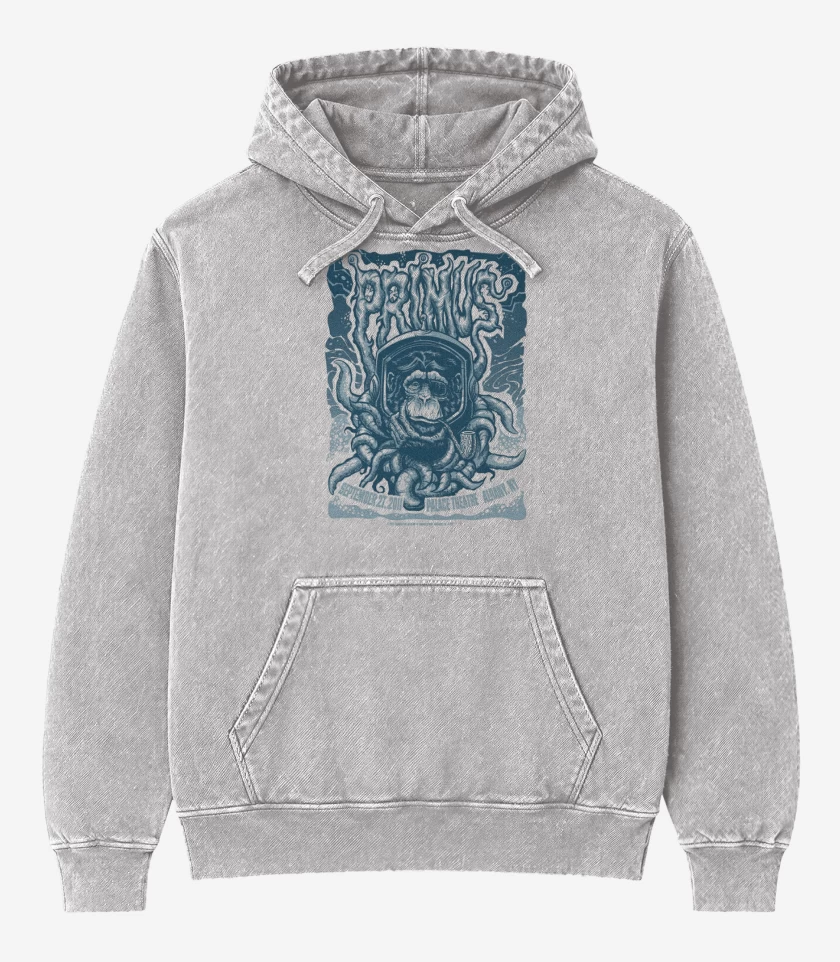 Poleron Canguro Acid Wash Gris Melange de Primus 1 