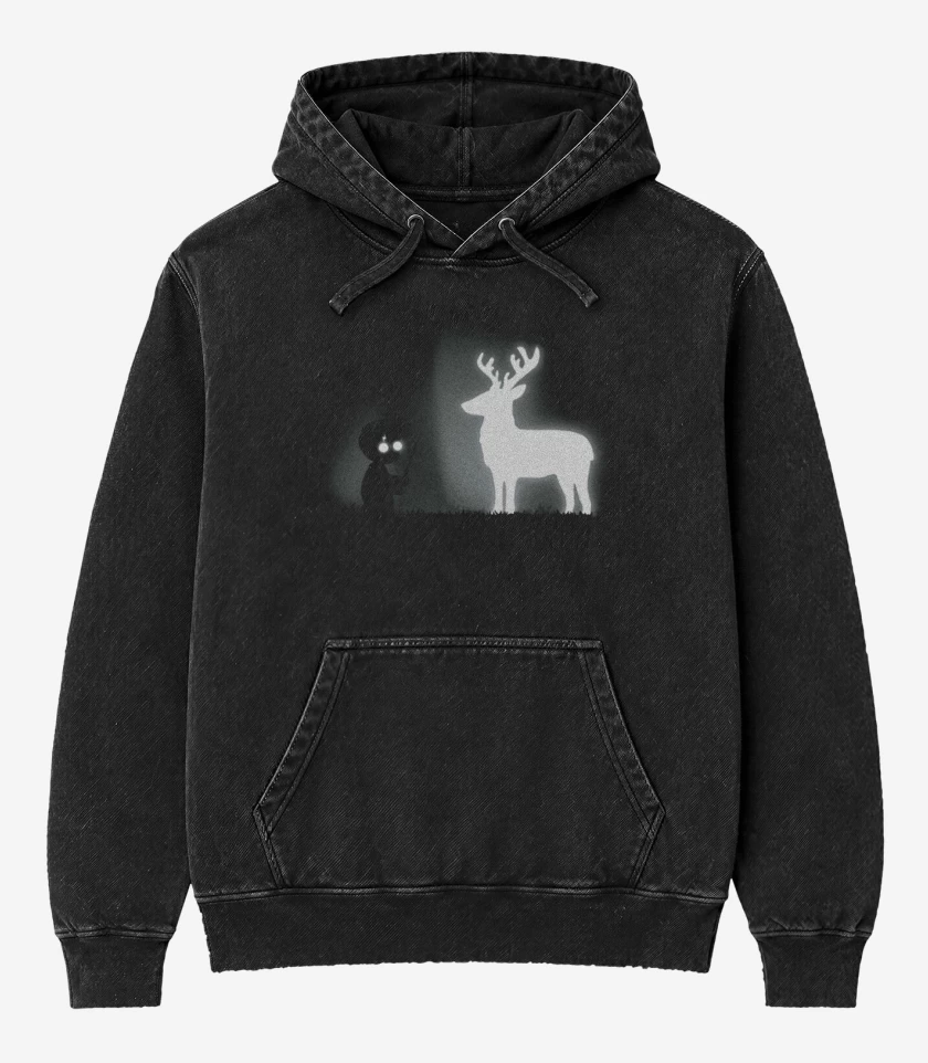 Poleron Canguro Acid Wash Negro de Potter Limbo