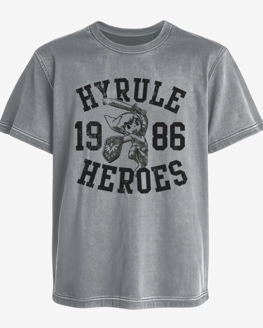 Polera desgastada Gris Melange de Hyrule Heroes