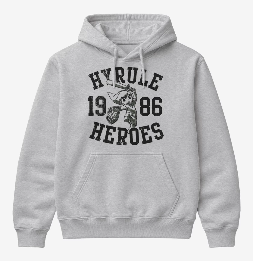 Poleron Canguro básico Gris Melange de Hyrule Heroes