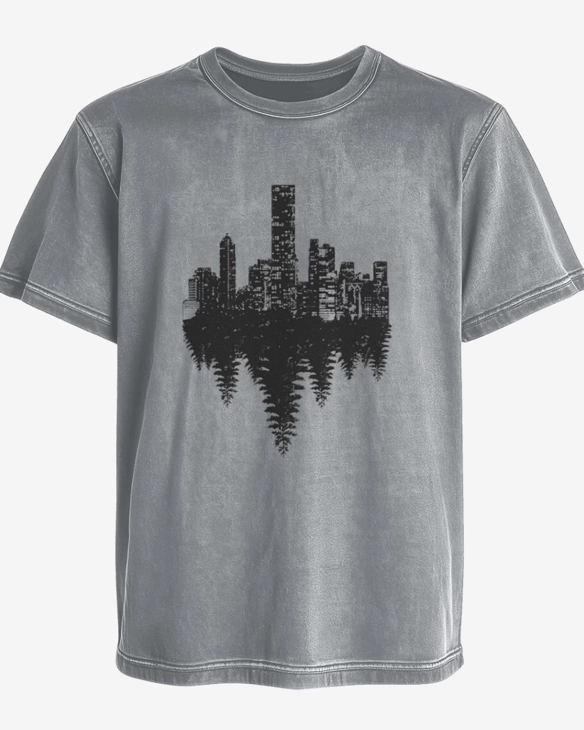 Polera desgastada Gris Melange de contraste