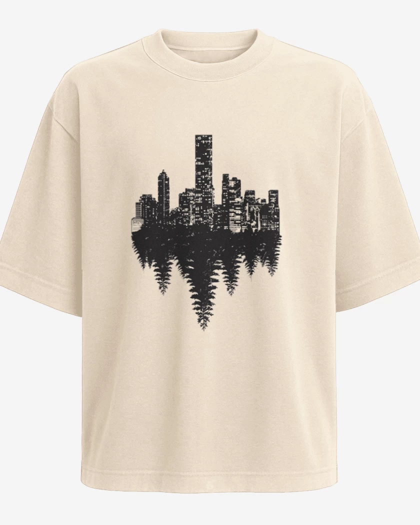 Polera Oversize Beige de contraste