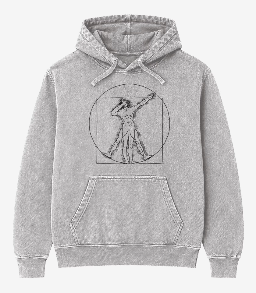 Poleron Canguro Acid Wash Gris Melange de Dab davinci