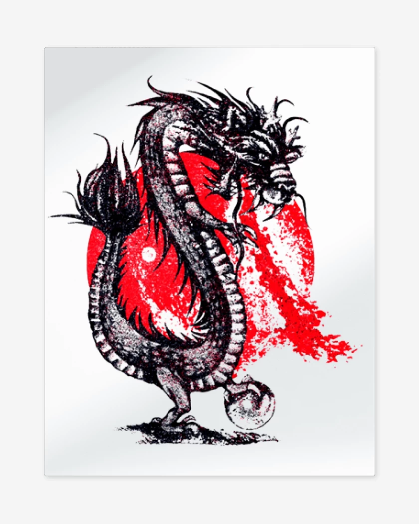 Print metalico Blanco de Dragon naciente