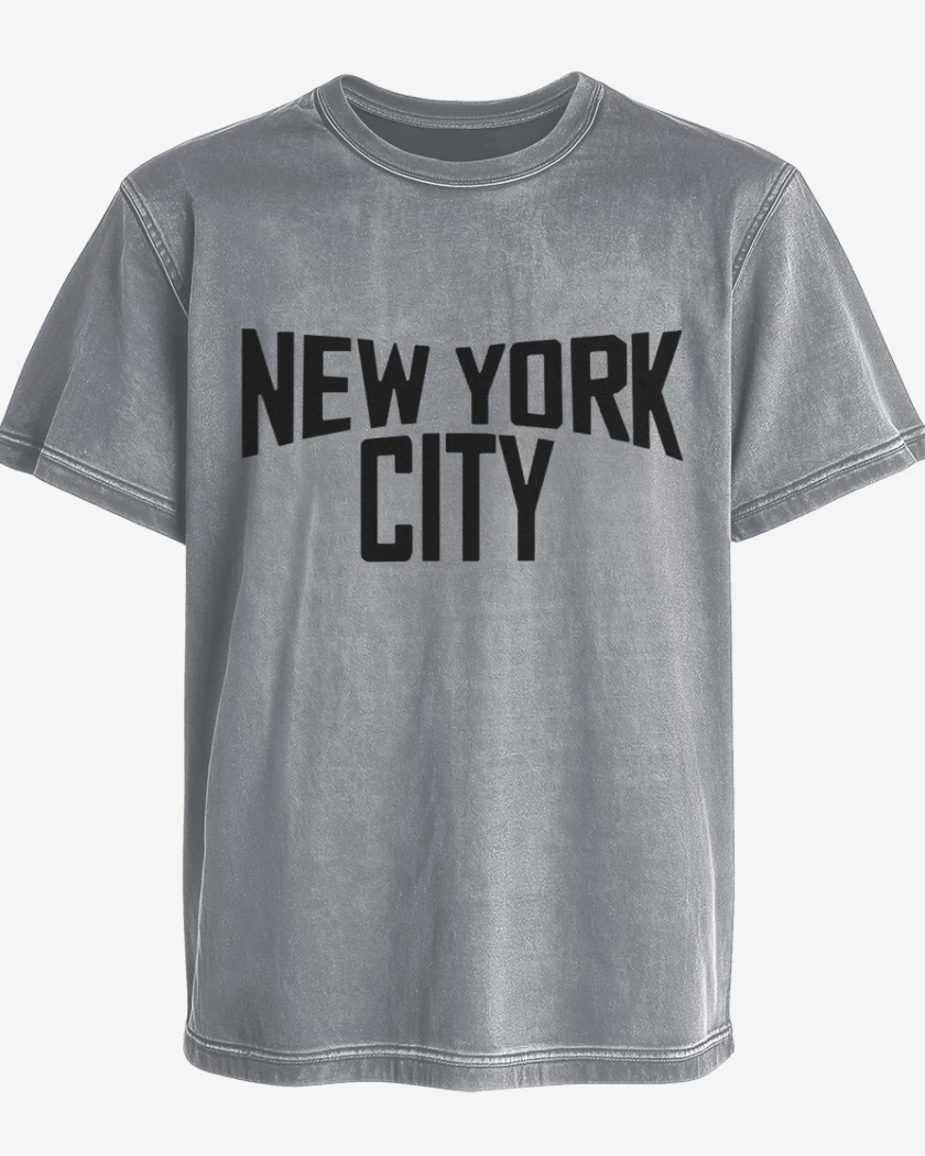 Polera desgastada Gris Melange de New york lennon