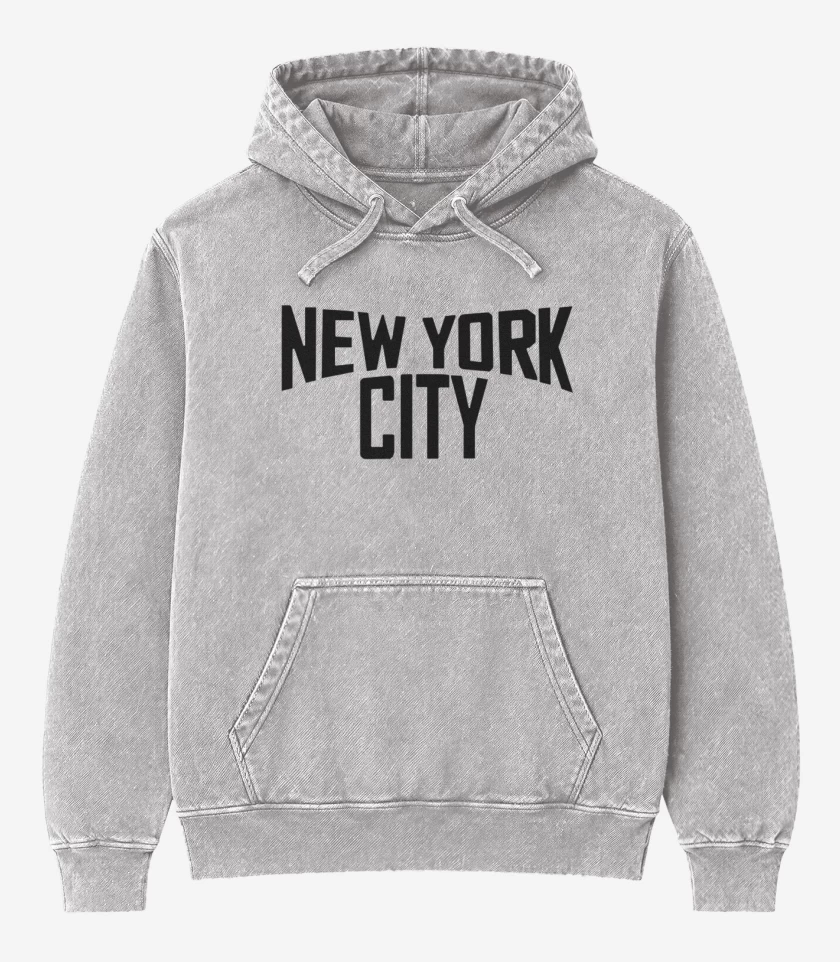 Poleron Canguro Acid Wash Gris Melange de New york lennon