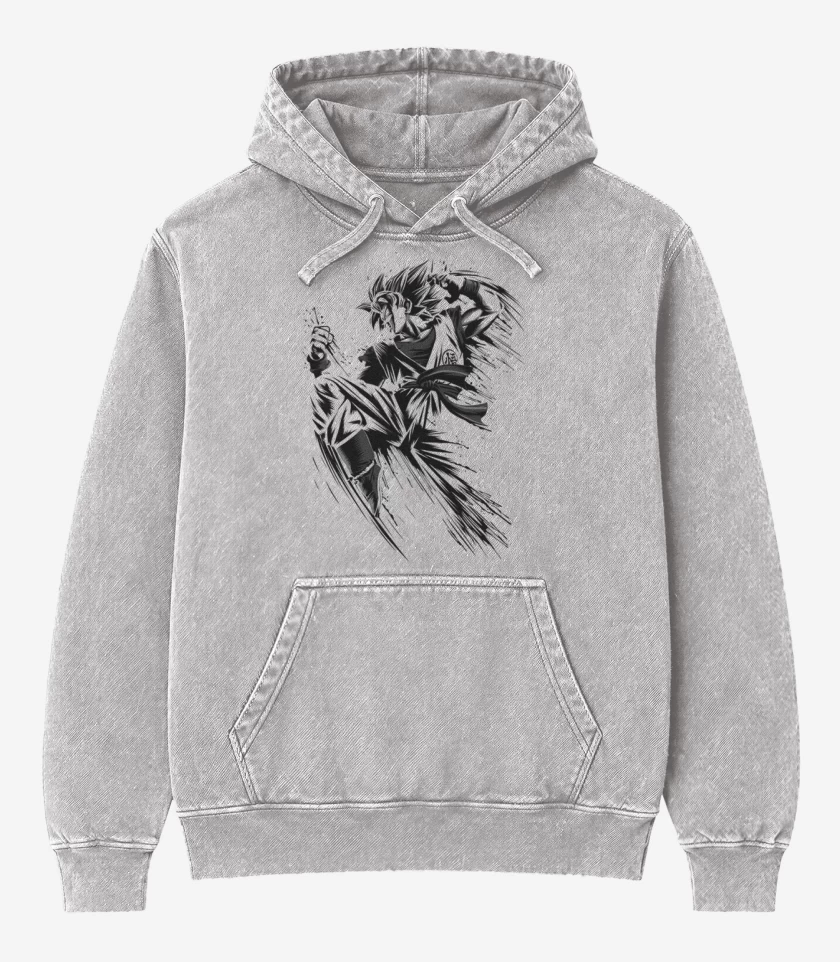 Poleron Canguro Acid Wash Gris Melange de Koku