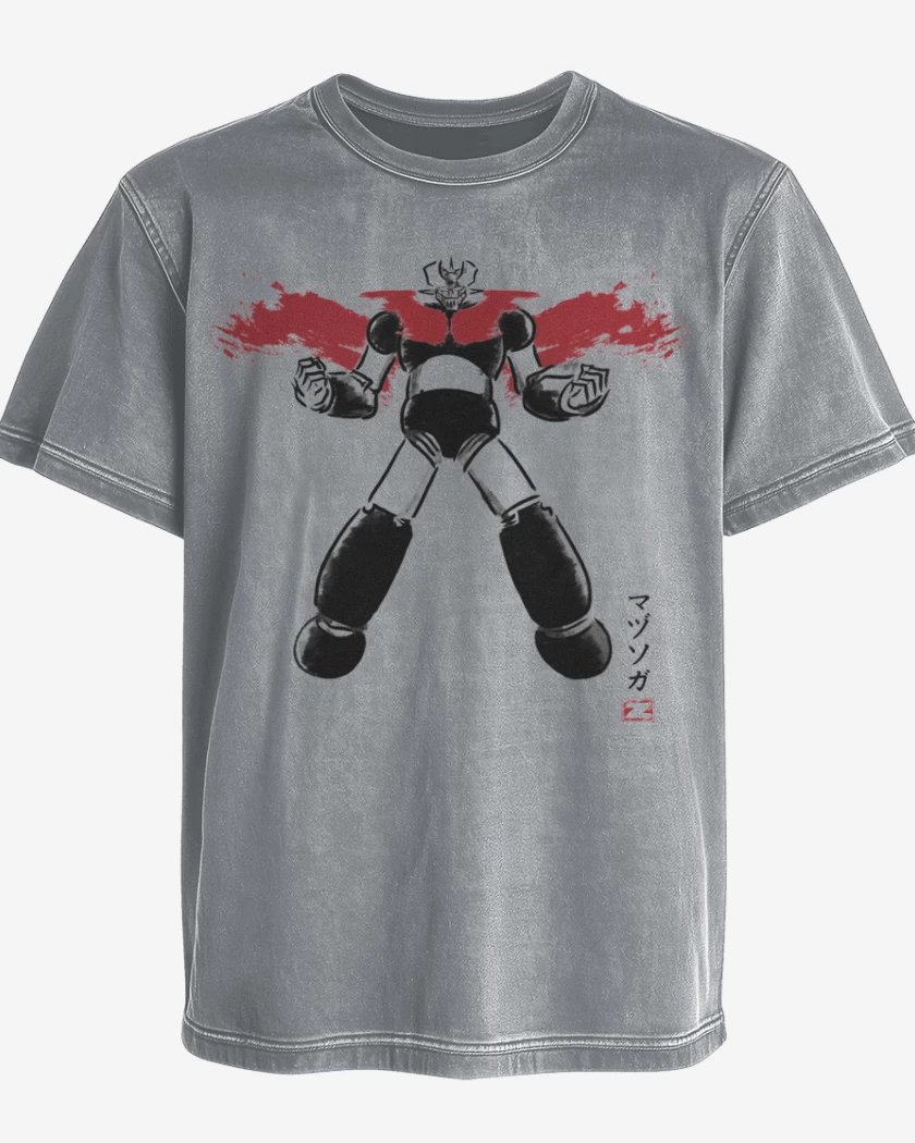 Polera desgastada Gris Melange de Mazinger II
