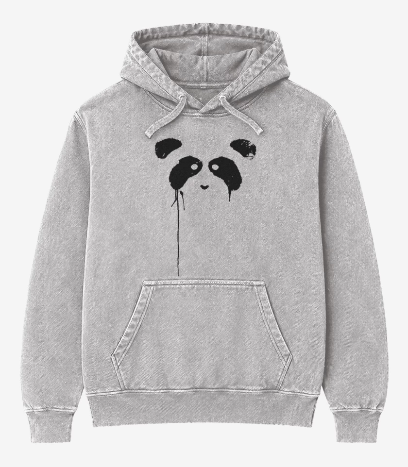 Poleron Canguro Acid Wash Gris Melange de Pand@