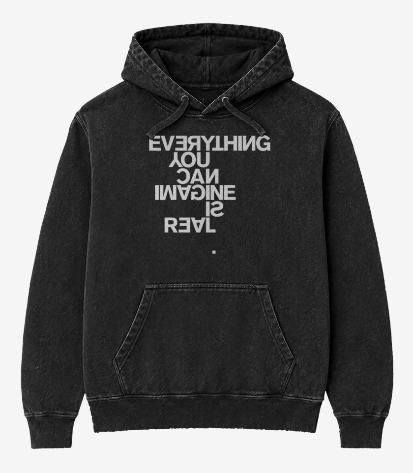 Poleron Canguro Acid Wash Negro de Imaginacion