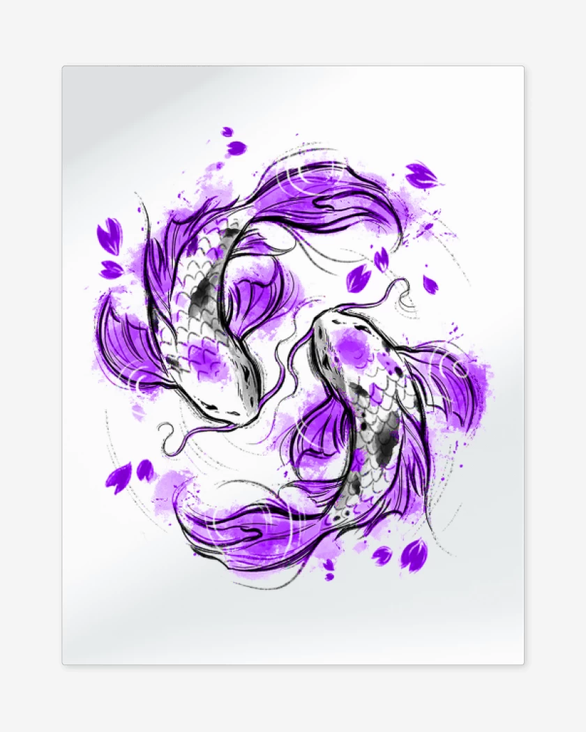Print metalico Blanco de Koi