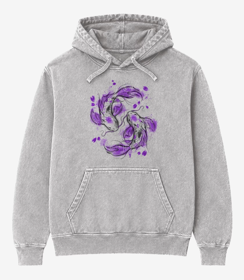 Poleron Canguro Acid Wash Gris Melange de Koi